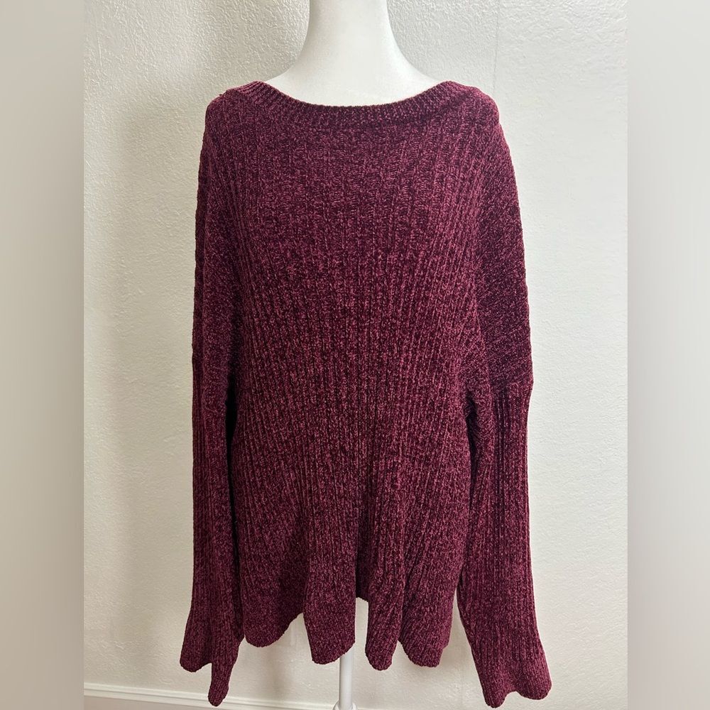 Time and Tru women Burgundy Crew Neck Sweater Size XXXL .